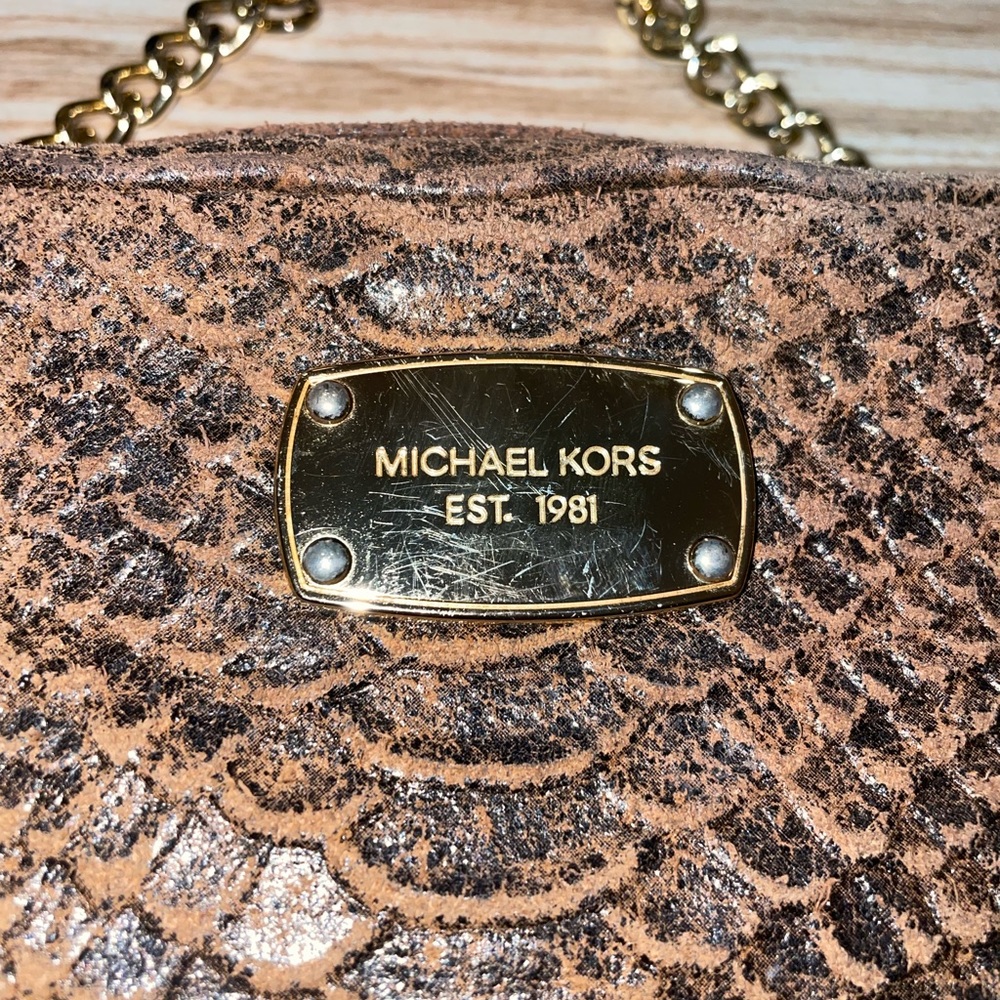 Michael Kors Brown Python Embossed Hamilton Leath… - image 5
